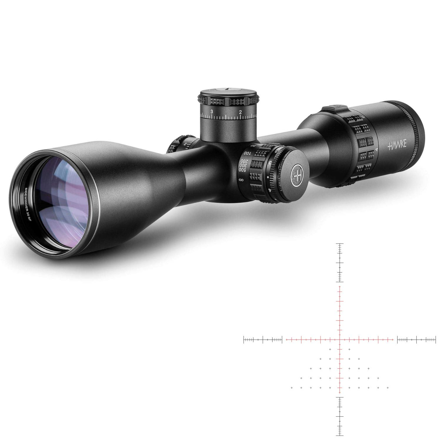 HAWKE SideWinder 30mm SFP 4-16X50 10x 1.2 Mil Dot + (Half Mil Reticle) Yivli Tüfek Dürbünü 17250