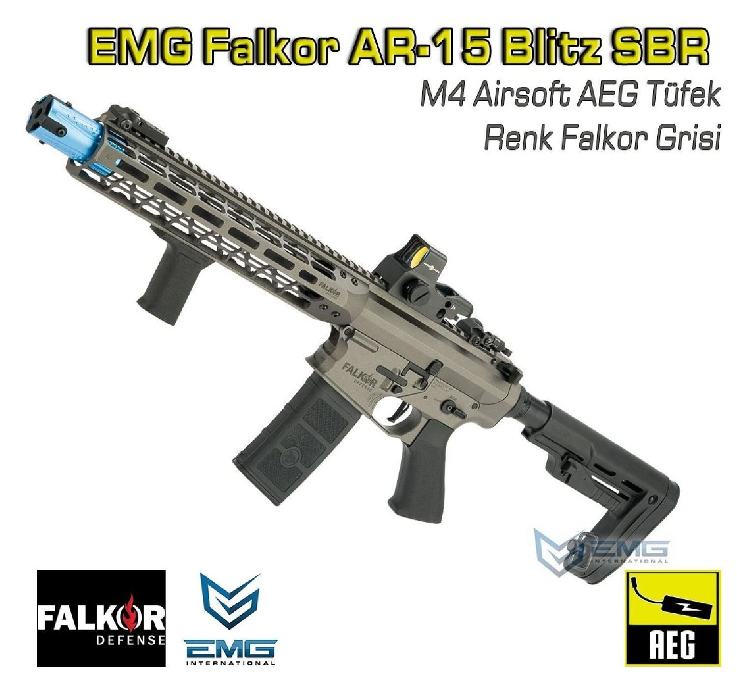 EMG Falkor AR-15 Blitz SBR Falkor Grisi AEG Airsoft Tüfek