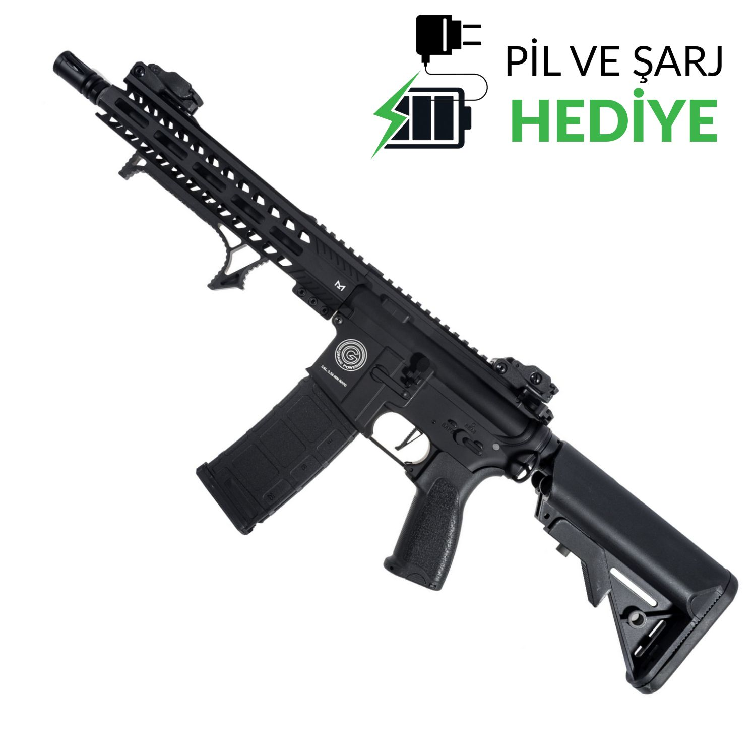 Delta Armory Grand Power M4 AR15 10'' M-Lok ALPHA Siyah AEG Airsoft Tüfek / Pil Şarj Setli