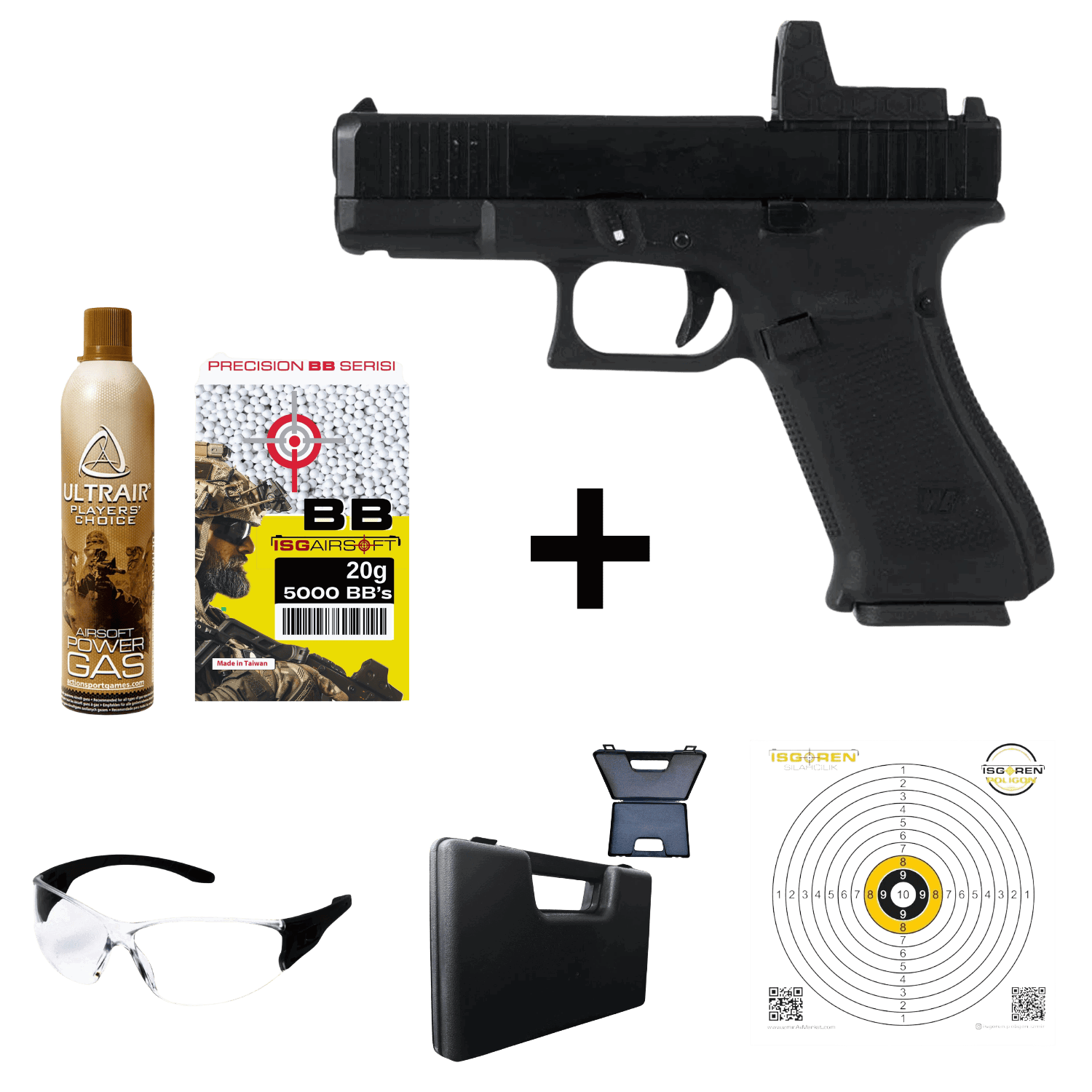 WE Glock G19X Gen5 MOS-RMR Red dot Yuvalı GBB Airsoft Tabanca Seti-Siyah
