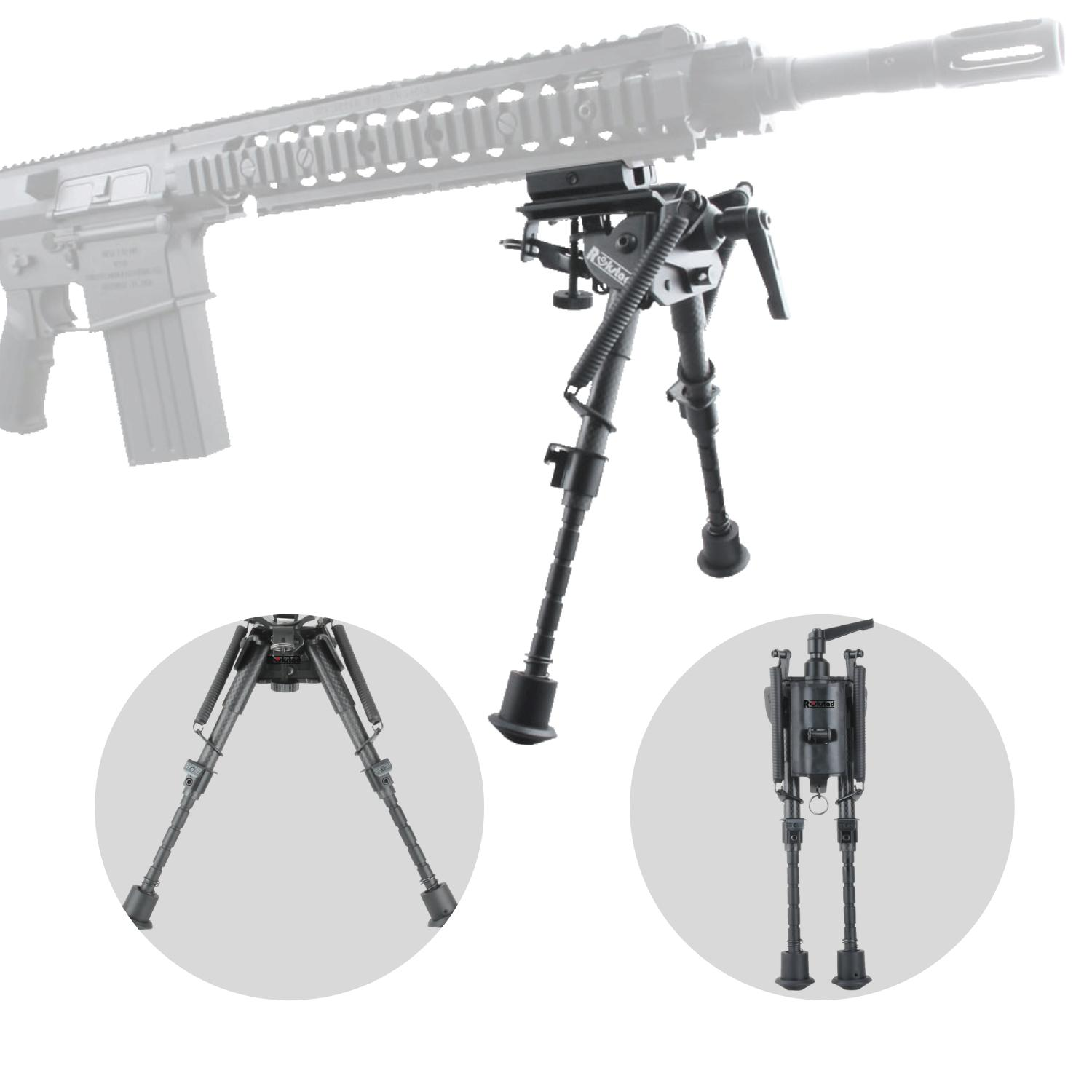 Vector ROKSTAD CARBON FIBER BIPOD 6-9” Yana Yatan - Katlanır Hafif Yivli Tüfek Ayağı