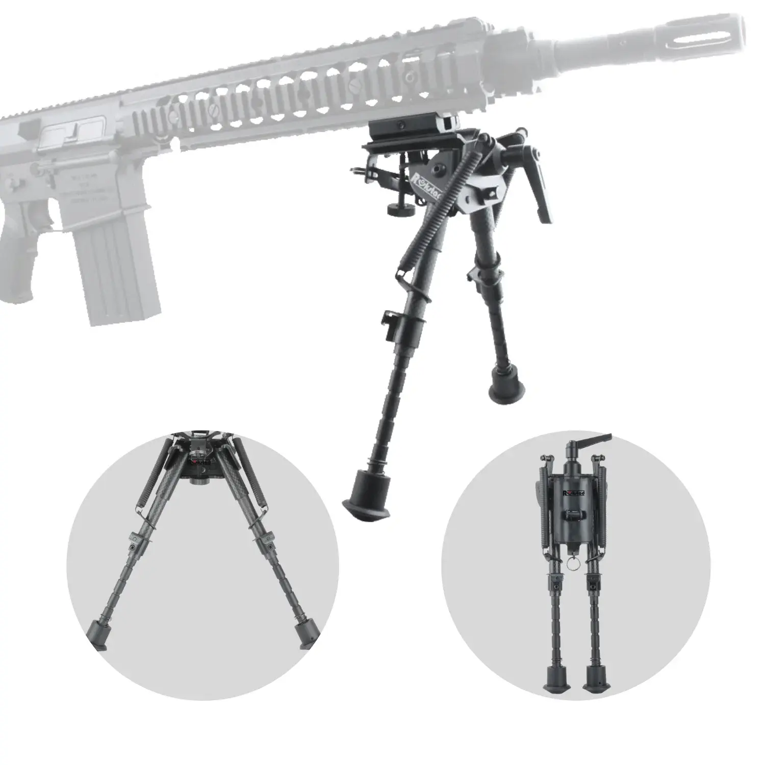 Vector Optics Rokstad 6-9″ Karbon Fiber Yana Yatan Katlanır Yivli Tüfek Bipodu – RSCFS-06
