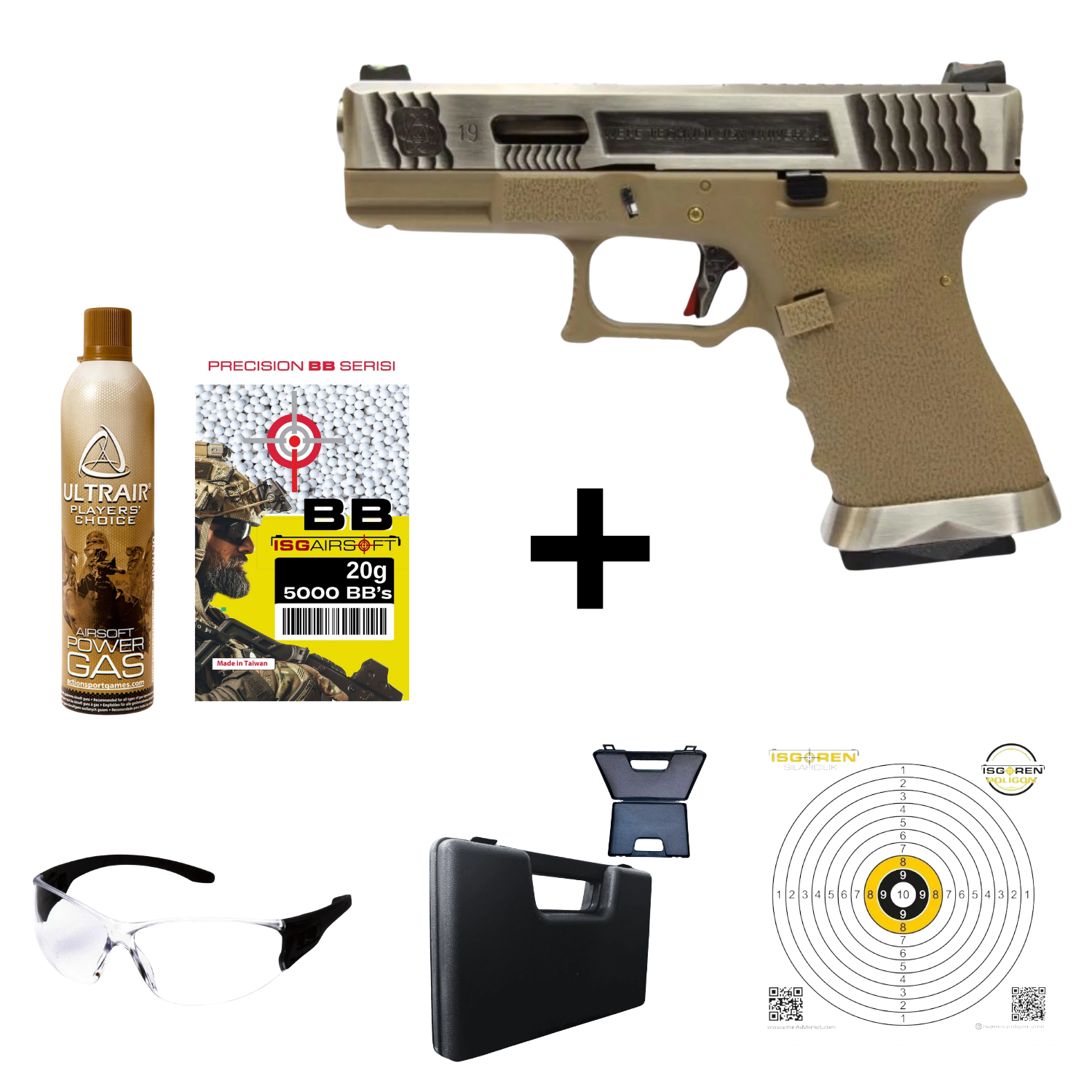 We G19 T8 GBB Aırsoft Tabanca Seti-Tan
