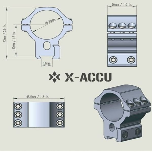 Vector Optics 30mm X-Accu Alçak Profil Dovetail Dürbün Montaj Halkası