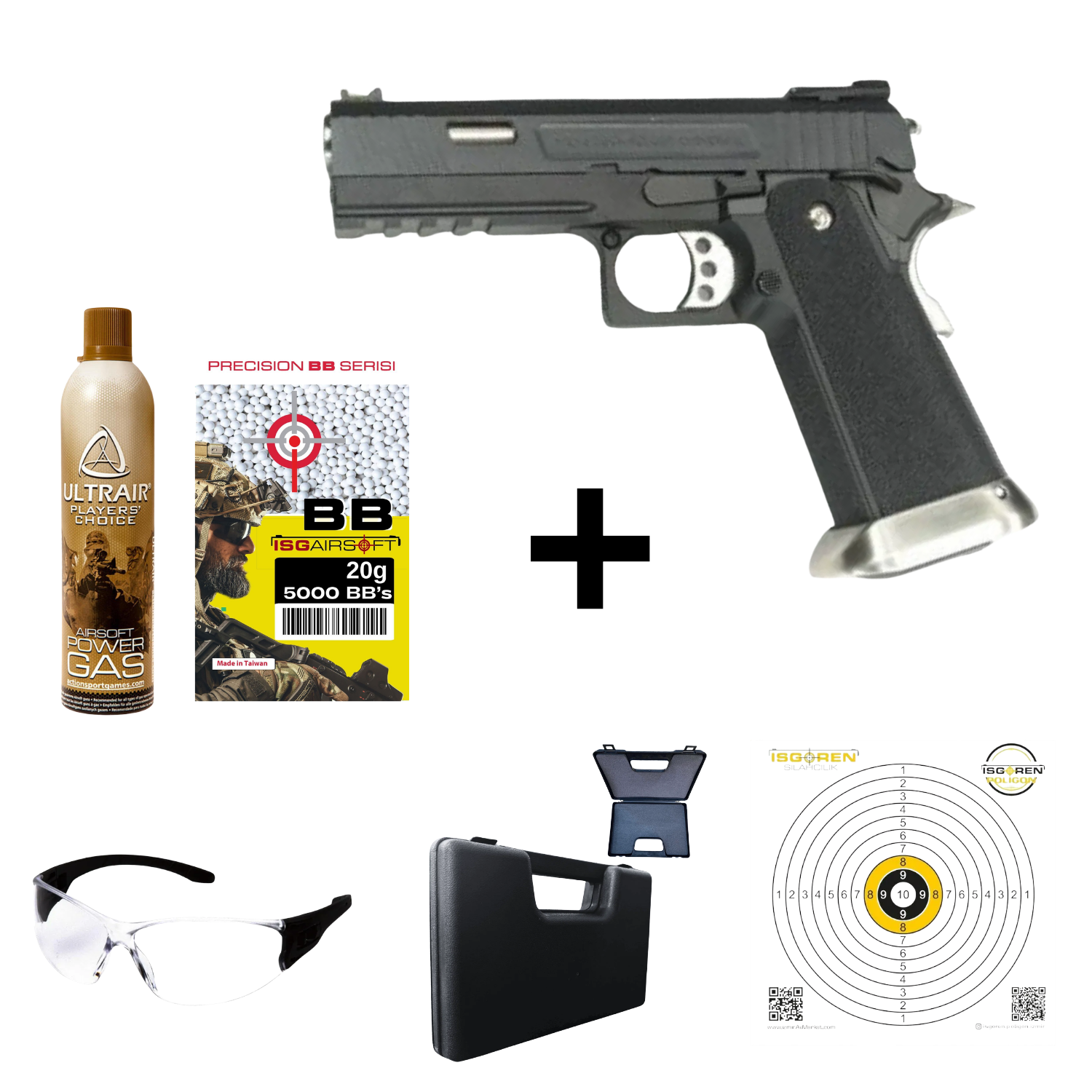 WE Hi Capa 4.3 ALLOSAURUS SIYAH FullAUTO Airsoft Tabanca Seti