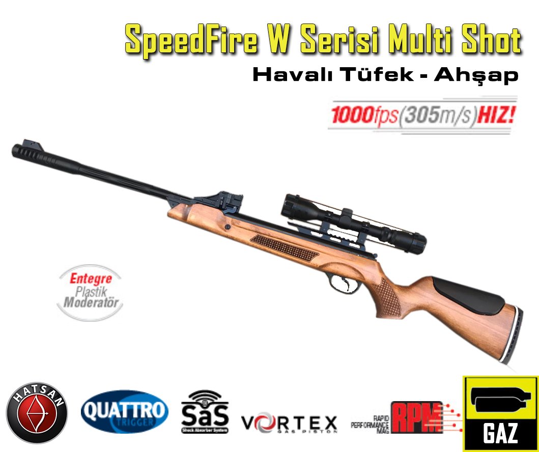 Hatsan SpeedFire W Serisi Multi Shot Havalı Tüfek (Full Set)