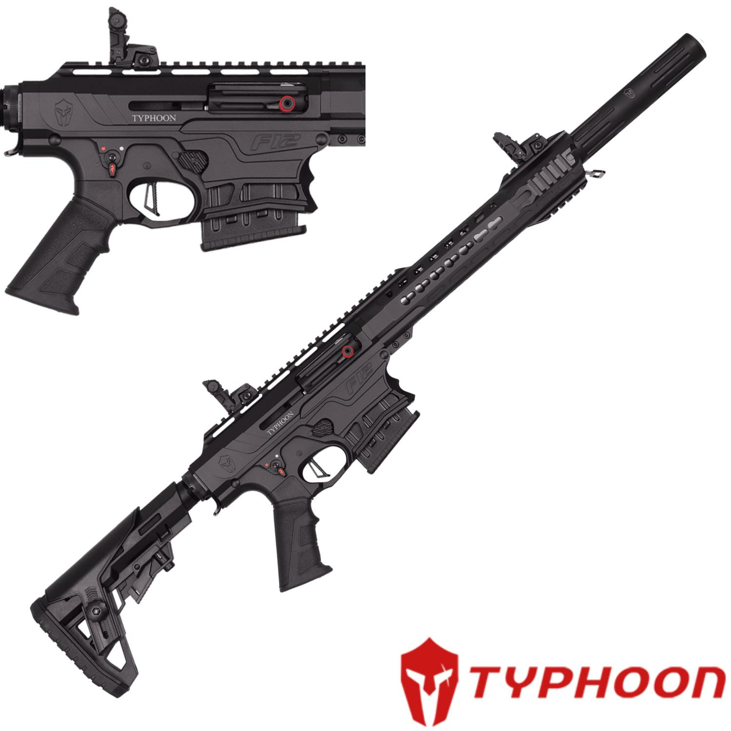 TYPHOON F12 SIYAH 12CAL 51CM ŞARJÖRLÜ YİVSİZ YARI OTOMATIK AV TÜFEĞİ