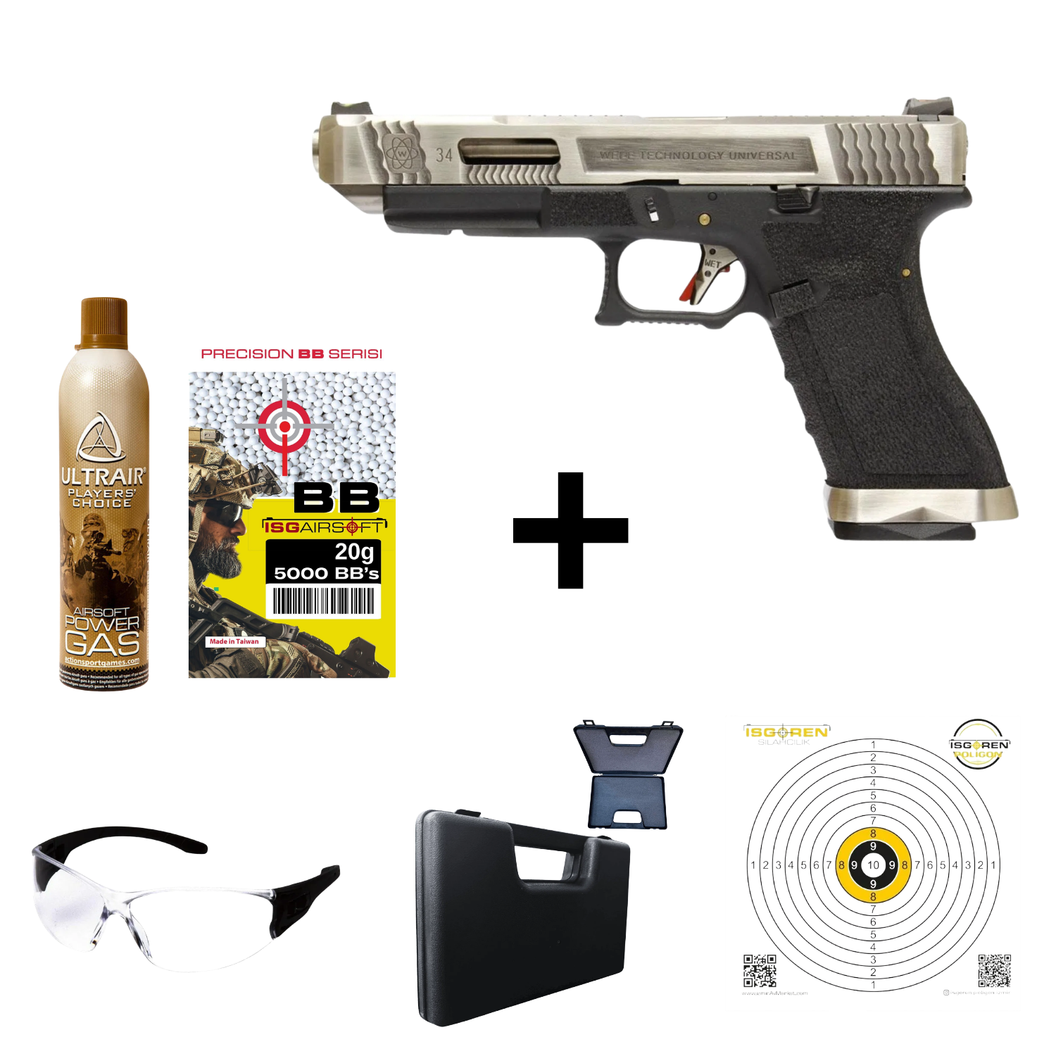 WE Glock34 G34 T7 GBB Airsoft Tabanca Seti-Silver
