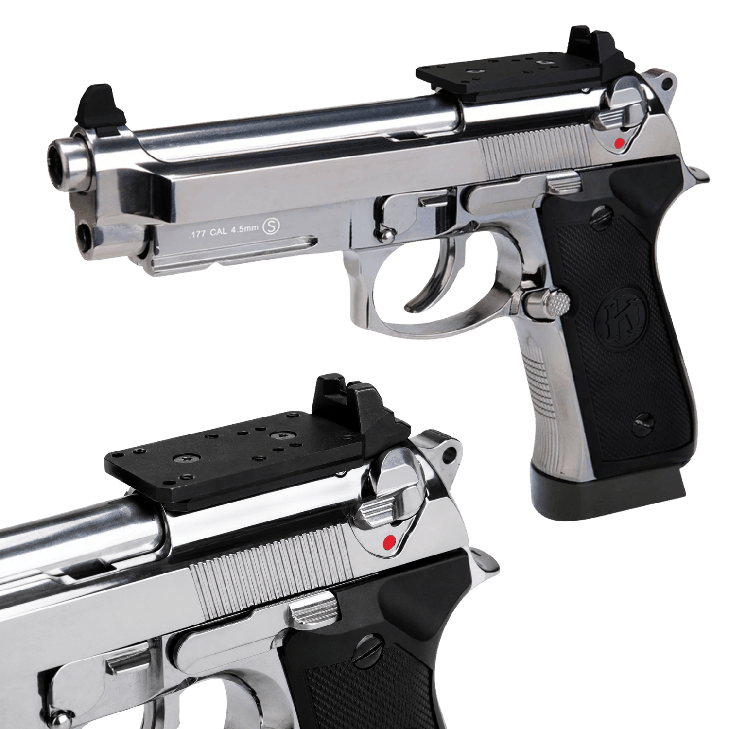 KLI BERETTA KL92 SILVER Parlak Gümüş (OPTIK Ready + G10 Grip) CO2 BLOWBACK 4.5mm HAVALI TABANCA