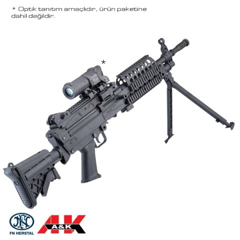 AK FN Lisanslı MK46 ''Featherweight'' AG Airsoft Makinalı Tüfek Siyah