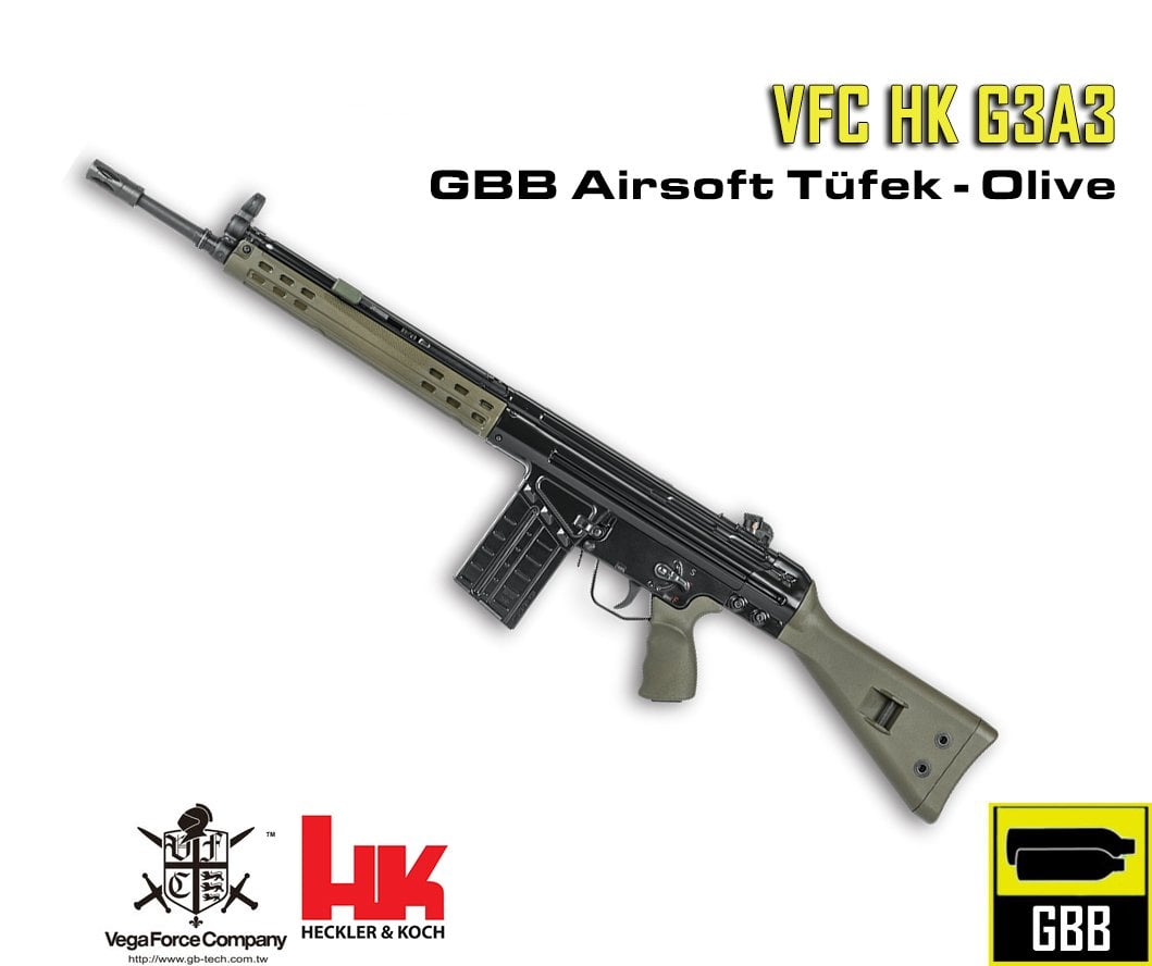 VFC HK G3A3 GBB Airsoft Tüfek - Yeşil