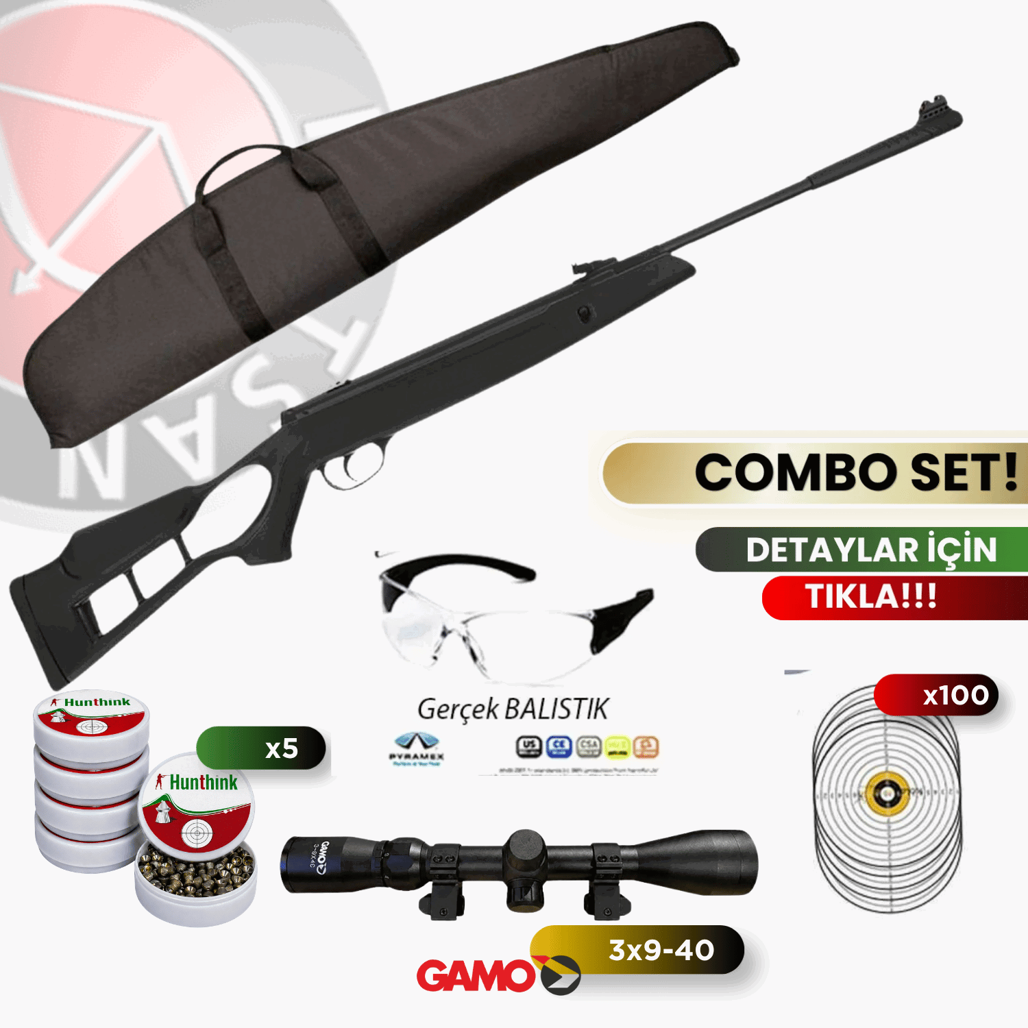 Hatsan Turcar Airtact PD Havalı Tüfek 4.5mm (GAMO 3-9x40 Dürbün Set)
