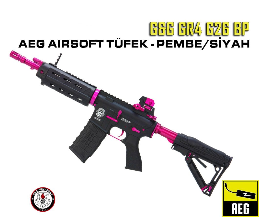 GG GR4 G26 BP AEG AIRSOFT TÜFEK - Pembe/Siyah