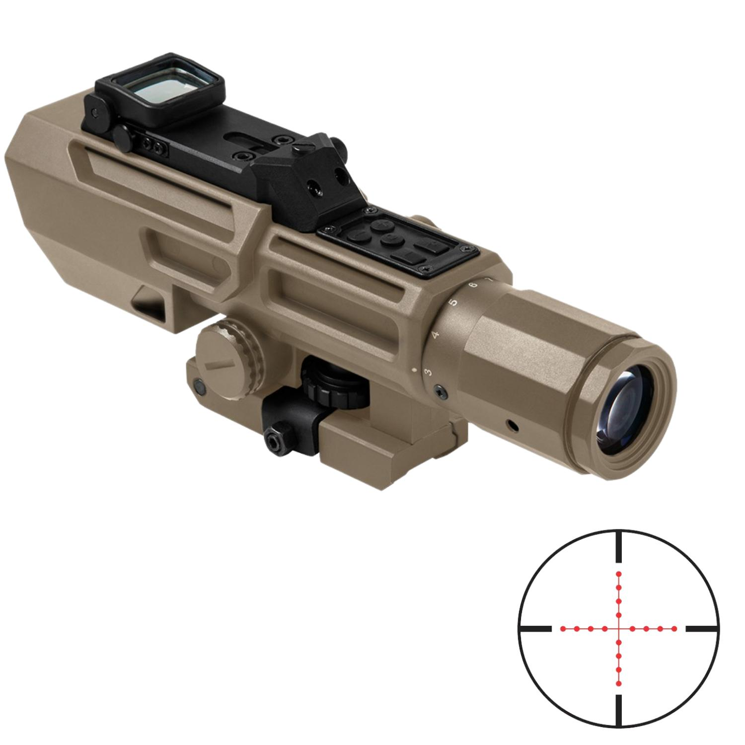 NcSTAR Advance Dual OptiK TAN 3-9x42 Dürbün & Flip Up Red Dot
