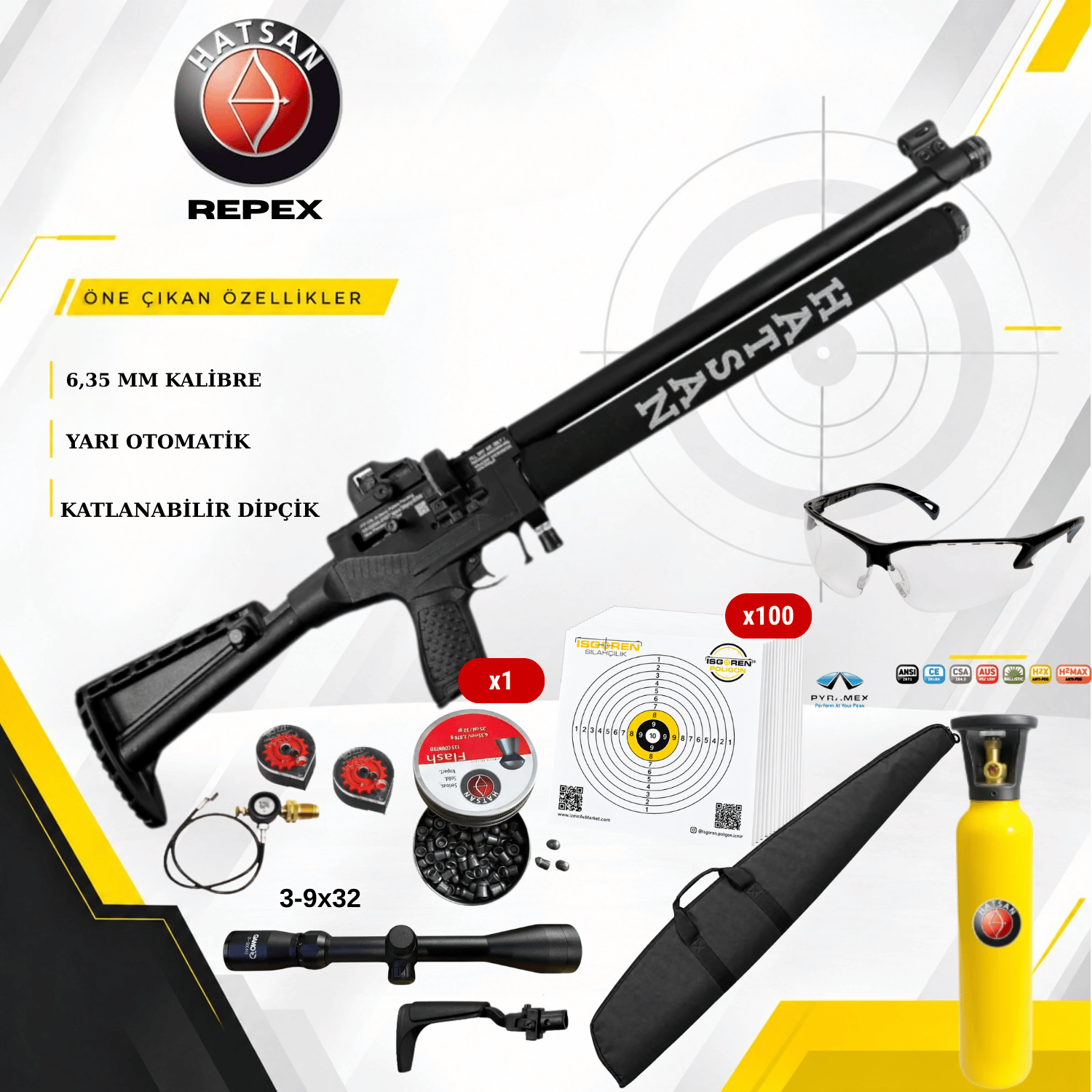 Hatsan REPEX Yarı Otomatik PCP Havalı Tüfek 6.35mm (Full Set)