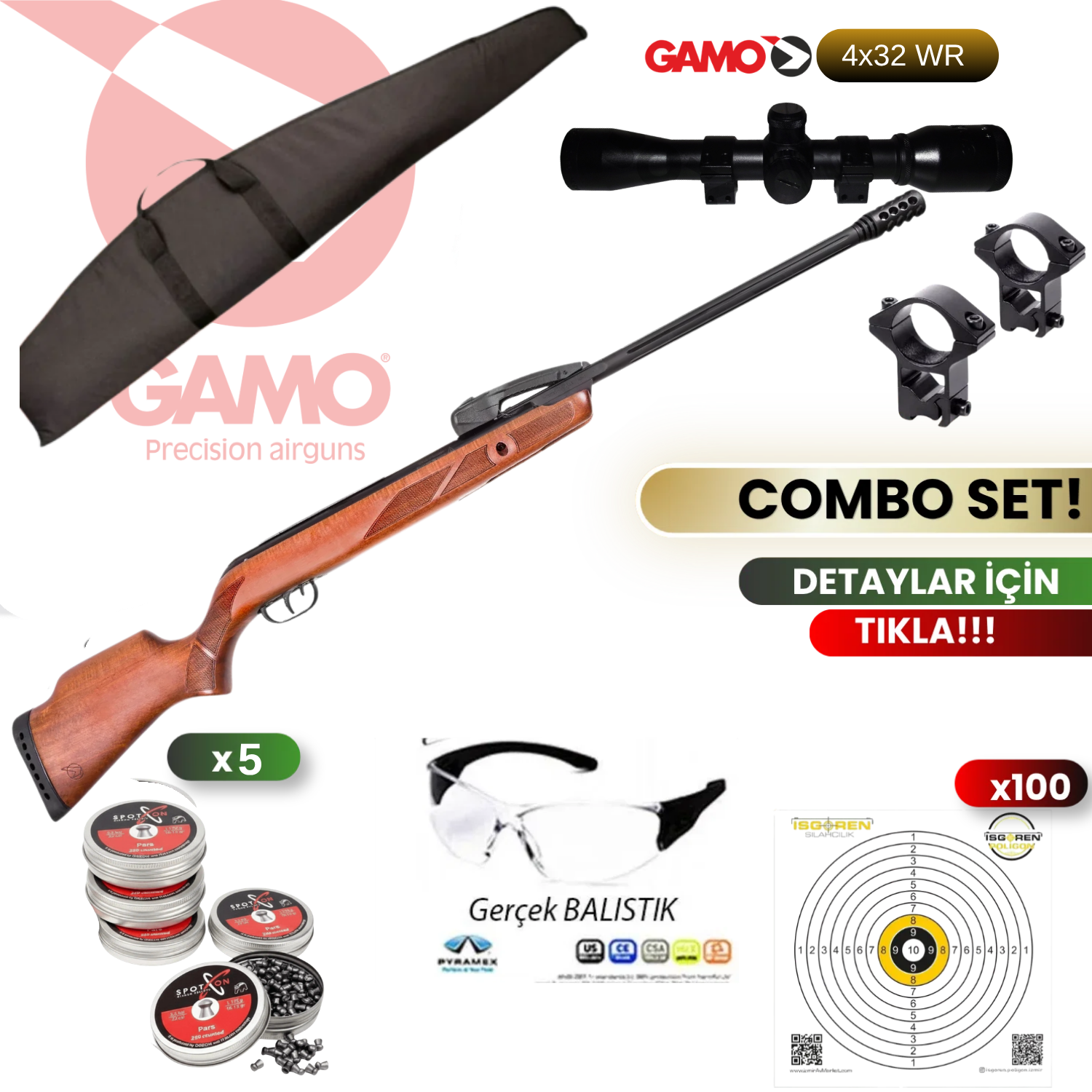 Gamo Fast Shot 10X IGT F 5.5 cal Dürbünlü Havalı Tüfek Seti