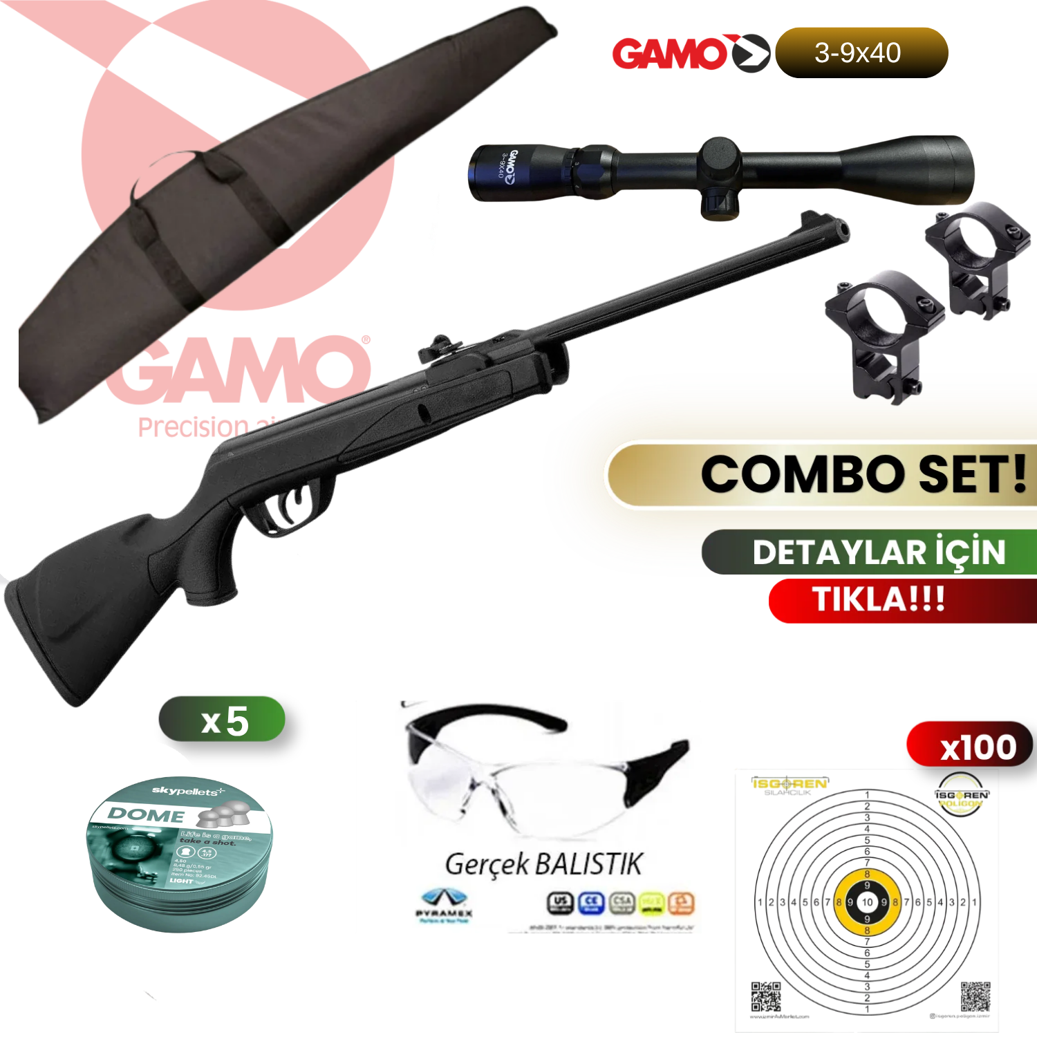 Gamo DELTA AIR RIFLE 4.5 mm Havalı Tüfek Seti
