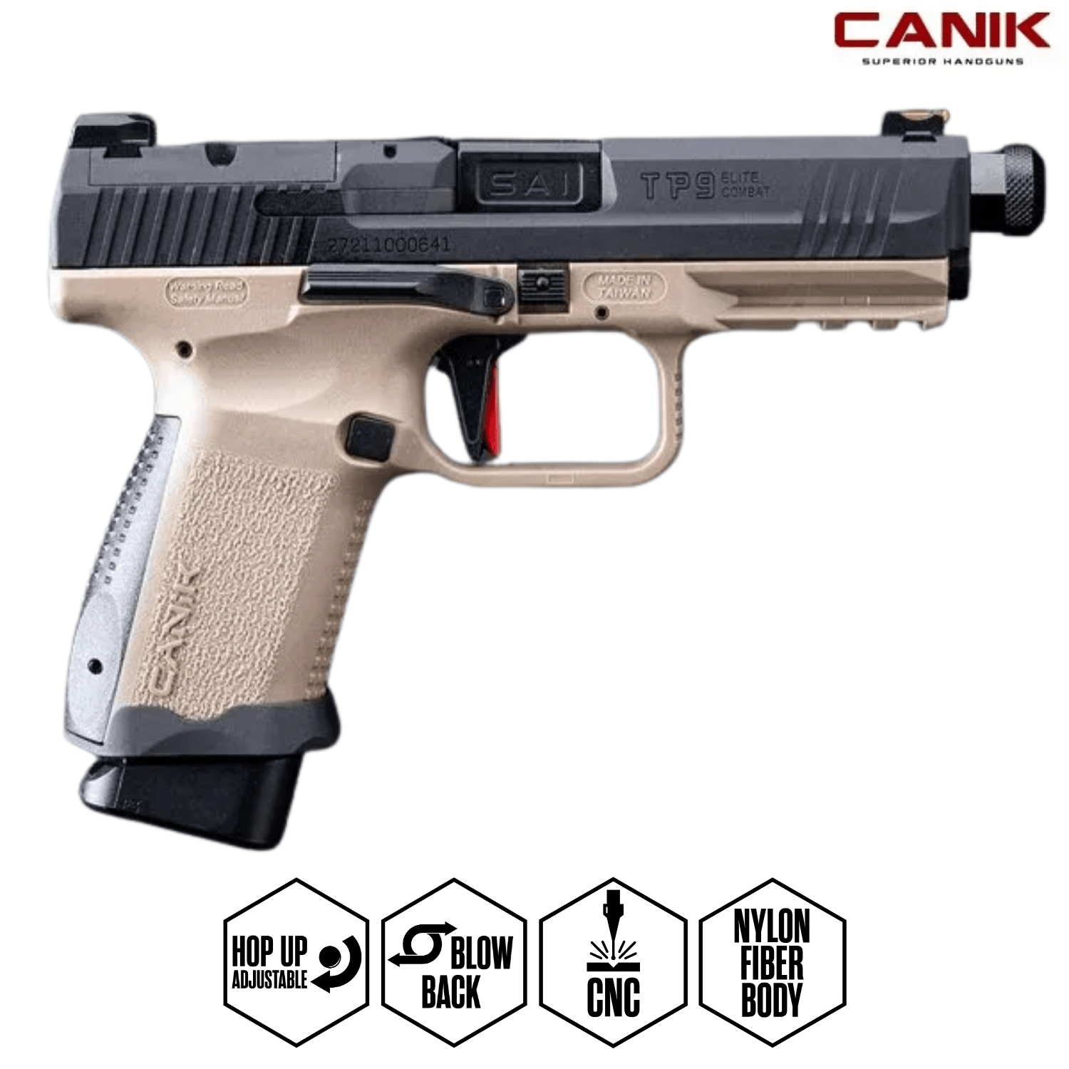 Canik TP9 Elite Combat Airsoft Replika - Duo Tone - Tan+Siyah