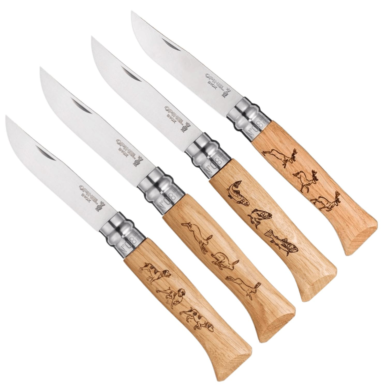 Opinel Inox Meşe İşlemeli No.8 Çakı (001623) Sandvik 12C27 Paslanmaz Çelik
