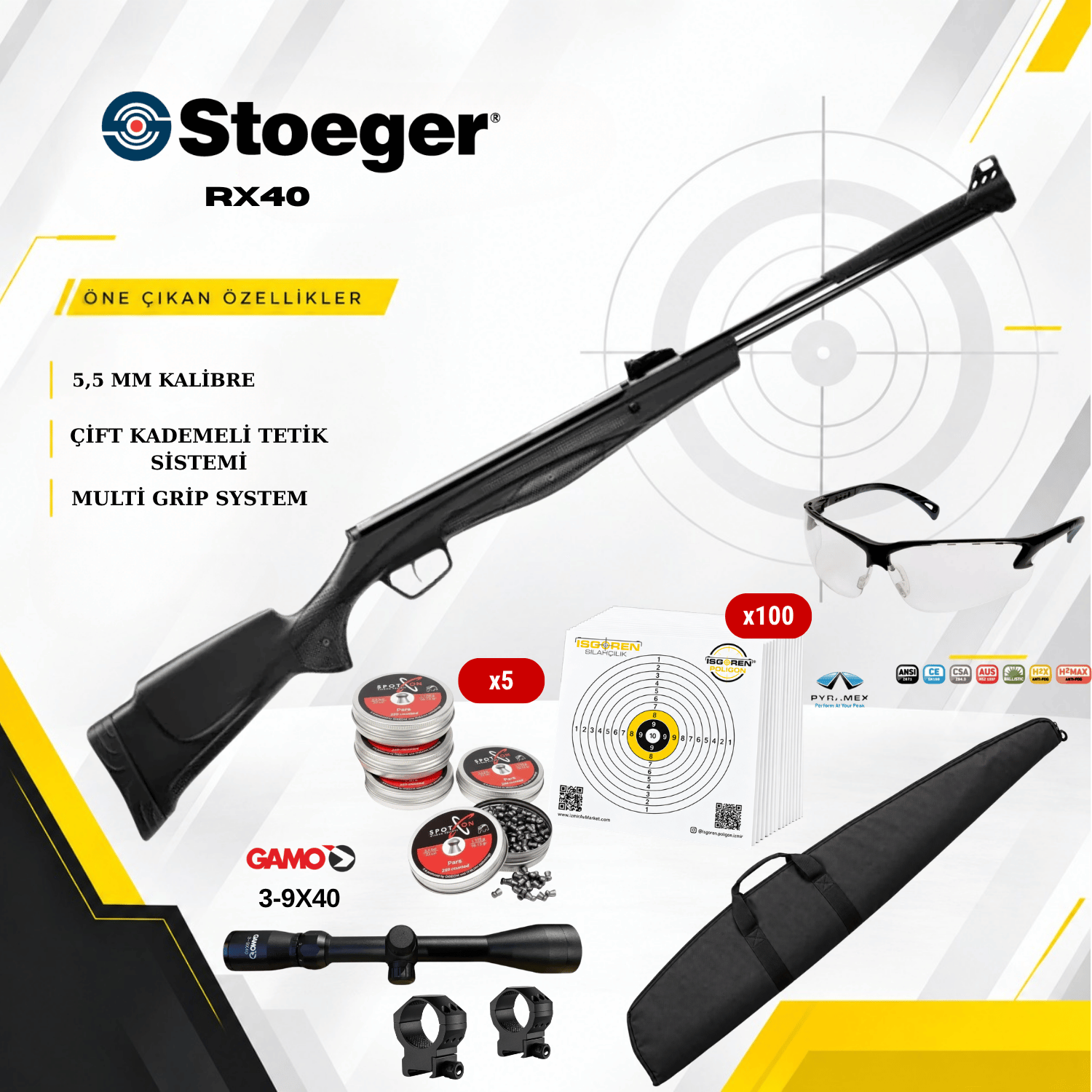 Stoeger RX40 SYNTHETİC 5.5 mm Havalı Tüfek Seti