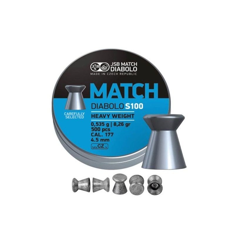 JSB MATCH DIABOLO S100 HEAVY WEIGHT 4.49mm ALMAN HAVALI SACMA 500Adet 8.26gr 0.535g