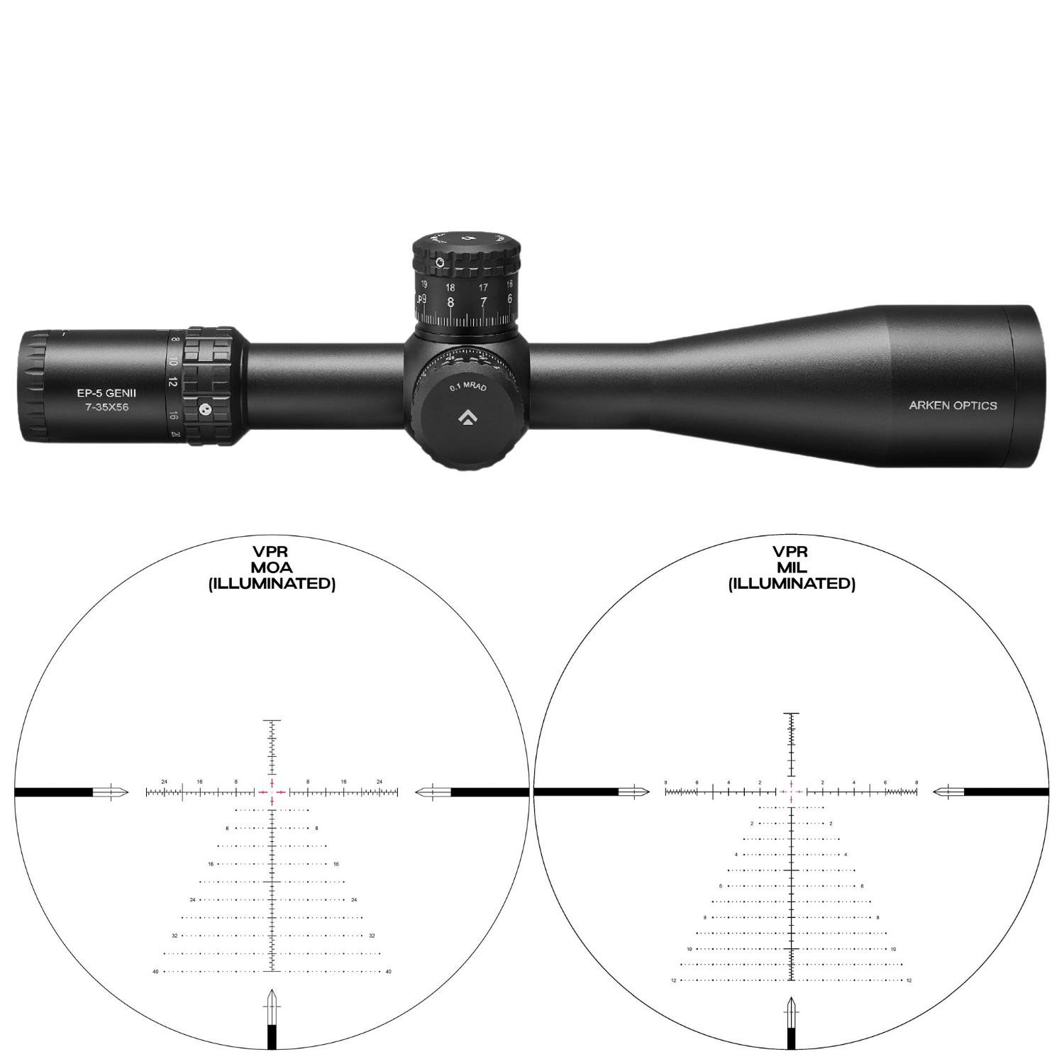 Arken Optics EP-5 GEN2 7-35x56 FFP VPR (MRAD) Tüfek Dürbünü