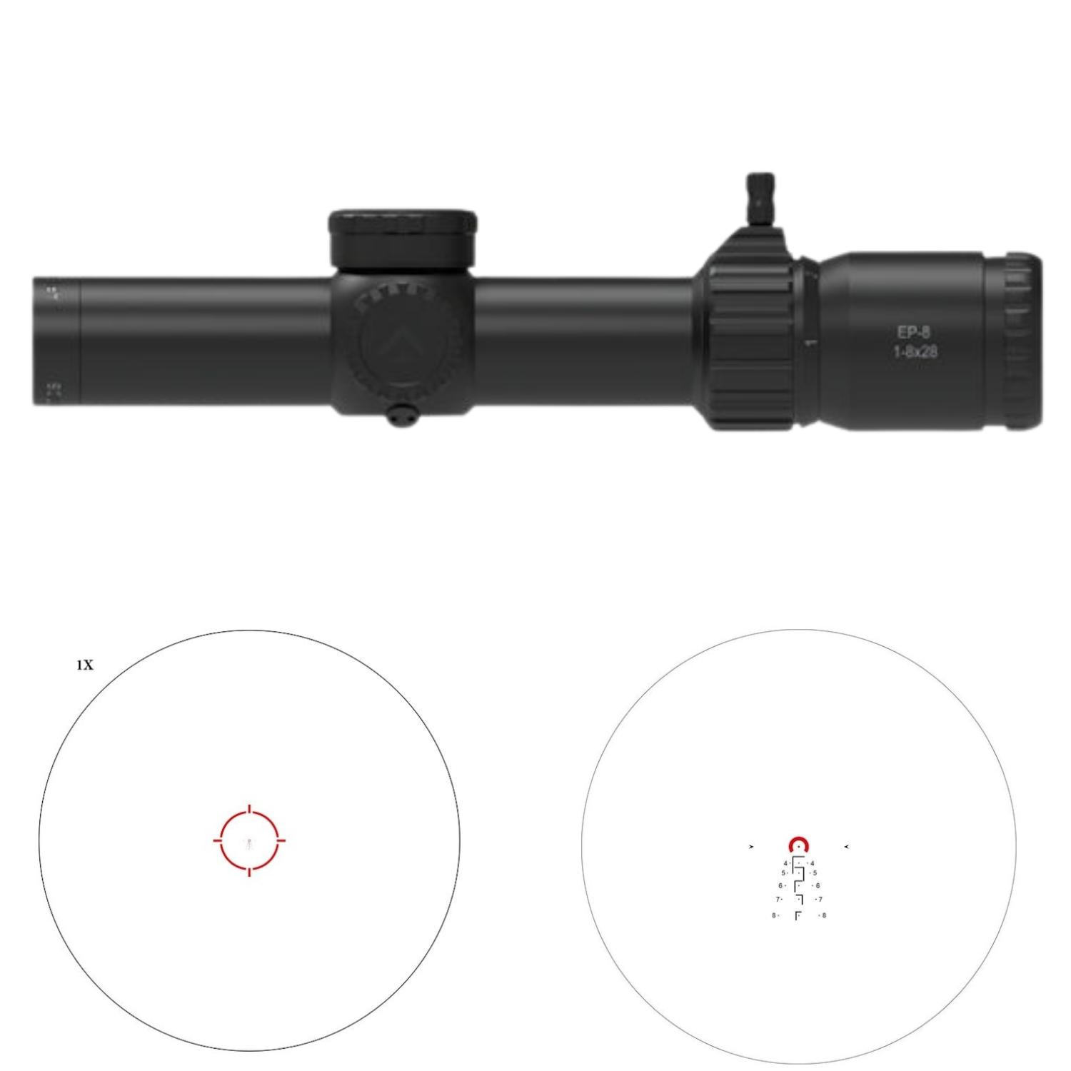 Arken Optics EP-8 1-8x28 FFP KLBOX (MOA) Tüfek Dürbünü