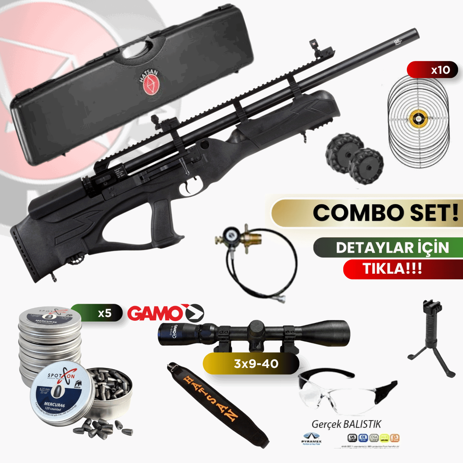 HATSAN HERCULES BULLY 6.35mm PCP Havalı Tüfek Seti
