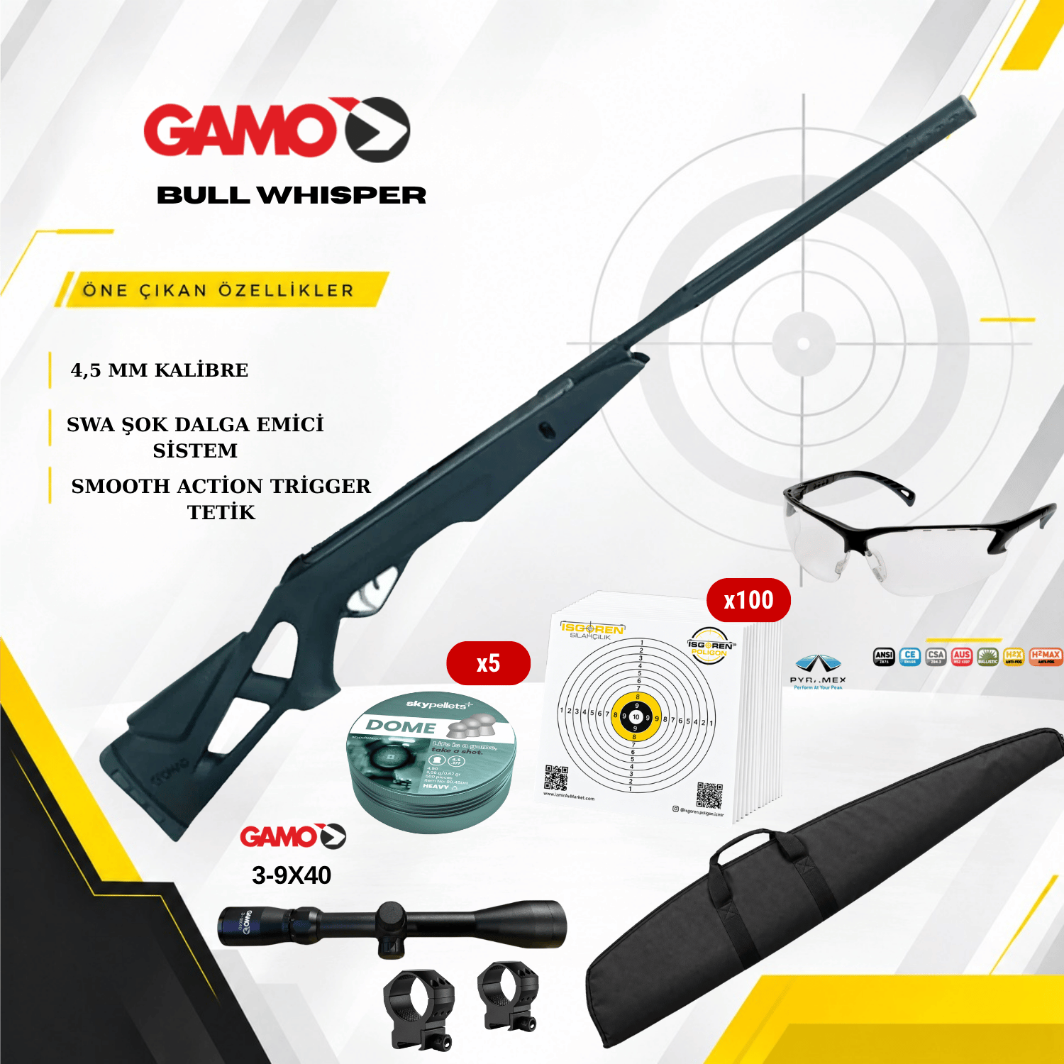 Gamo BULL WHISPER 4.5 mm Havalı Tüfek Seti