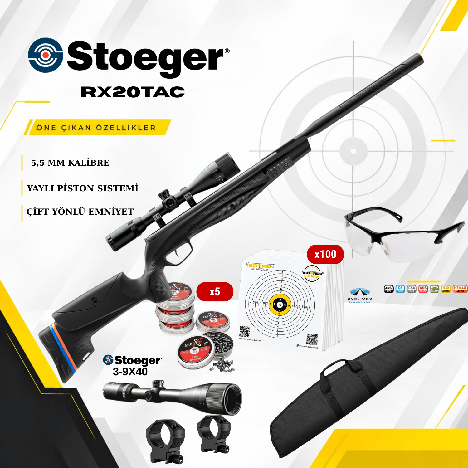 Stoeger RX20 TAC SUPPRESSOR 5.5 mm  Havalı Tüfek Seti