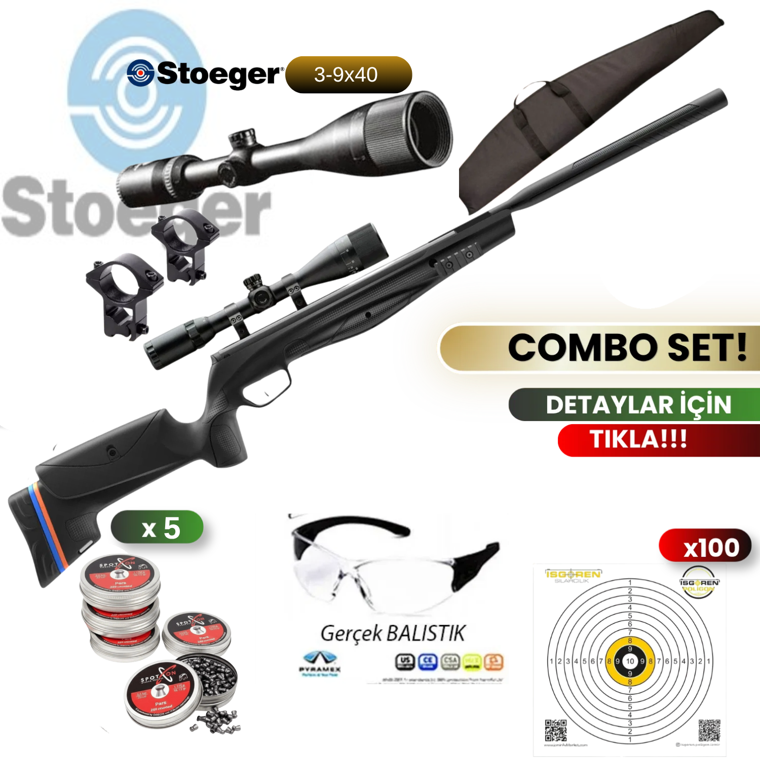 Stoeger RX20 TAC SUPPRESSOR 5.5 mm  Havalı Tüfek Seti
