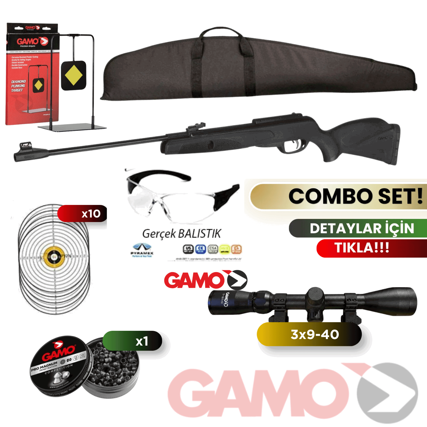 GAMO Black Knight 5,5mm Havalı Tüfek Seti