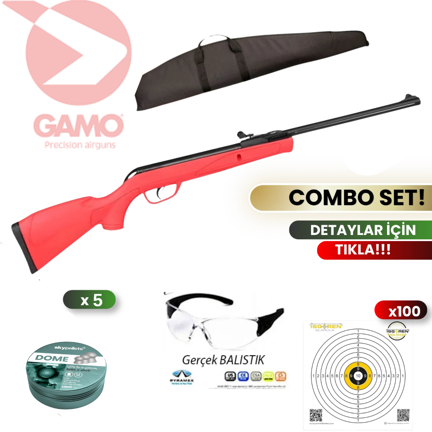 Gamo Delta Red  4.5mm  Havalı Tüfek Seti