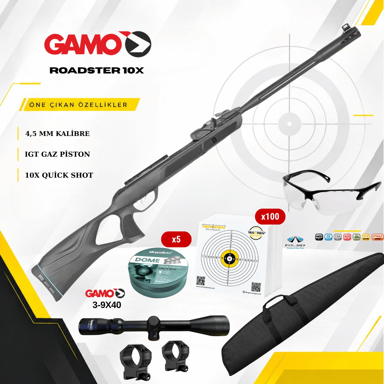 Gamo ROADSTER 10X IGT GEN 2 F 4.5 mm Havalı Tüfek Seti