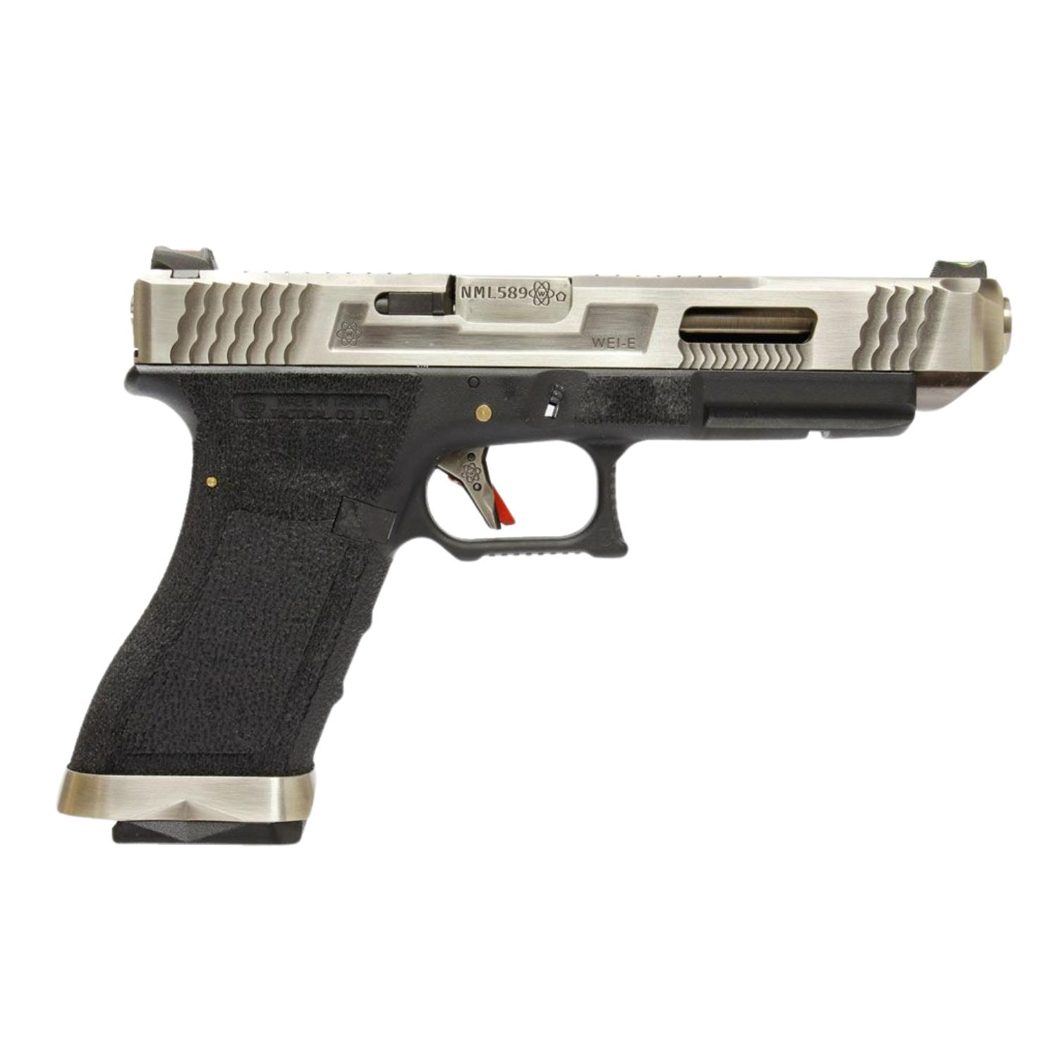 WE Glock34 G34 T7 GBB Airsoft Tabanca Silver Kızak / Silver Namlu /  Siyah Gövde