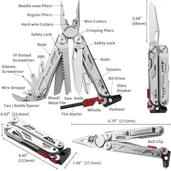 Rocktol 22 Fonksiyonlu Multitool Pense - RT SK04