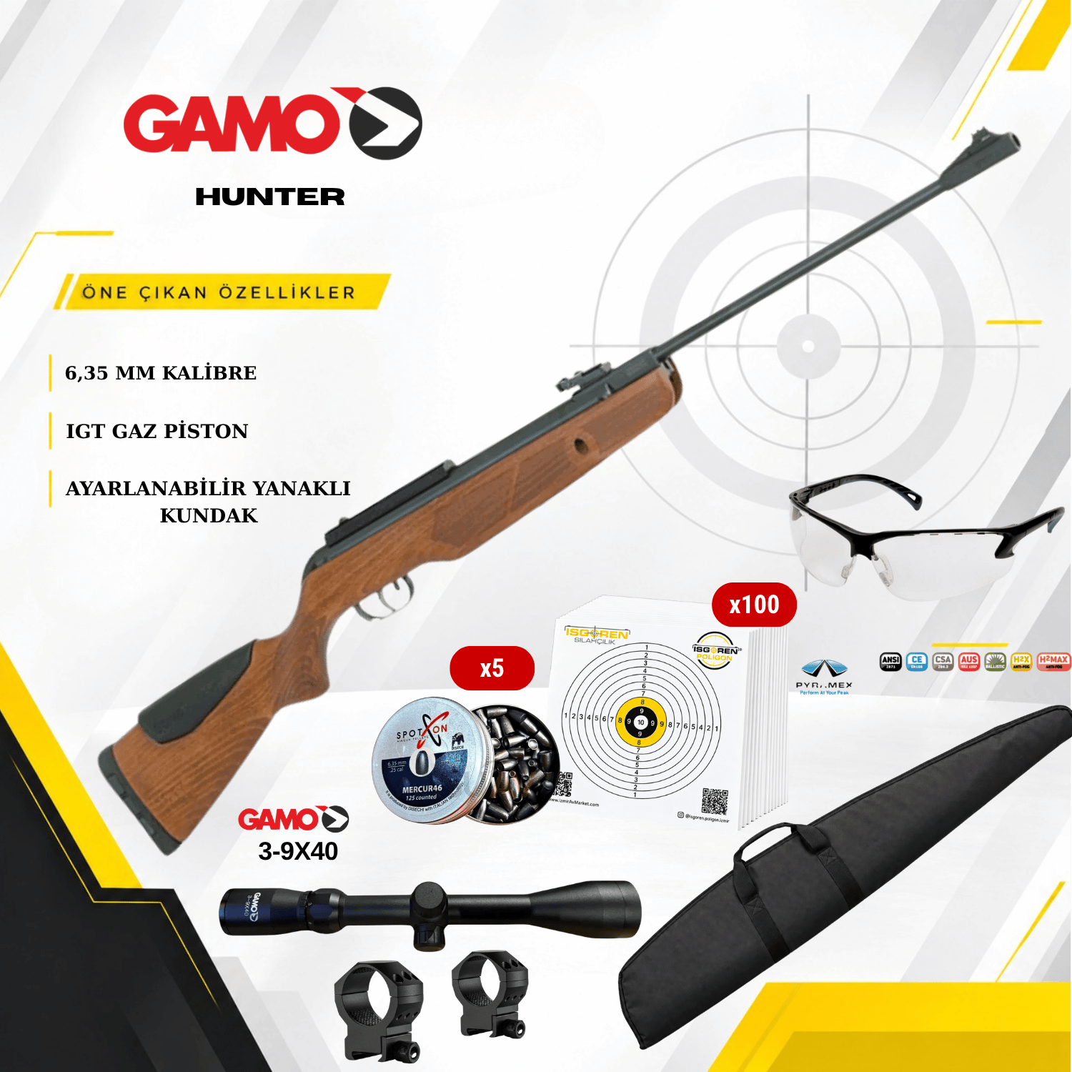 Gamo HUNTER IGT 6.35 mm Havalı Tüfek Seti