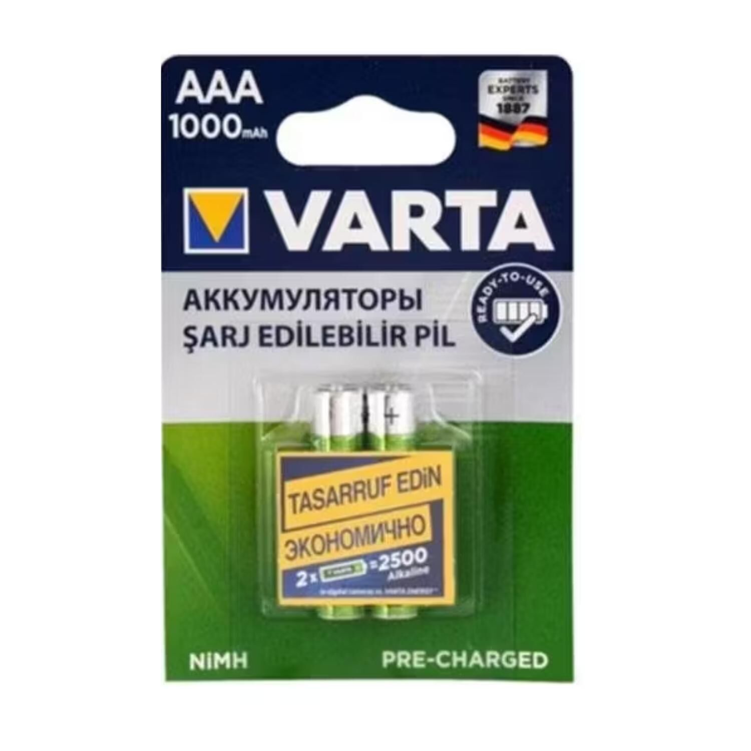 Varta Power 1000mAh AAA 2'li Şarj Edilebilir İnce Kalem Pil