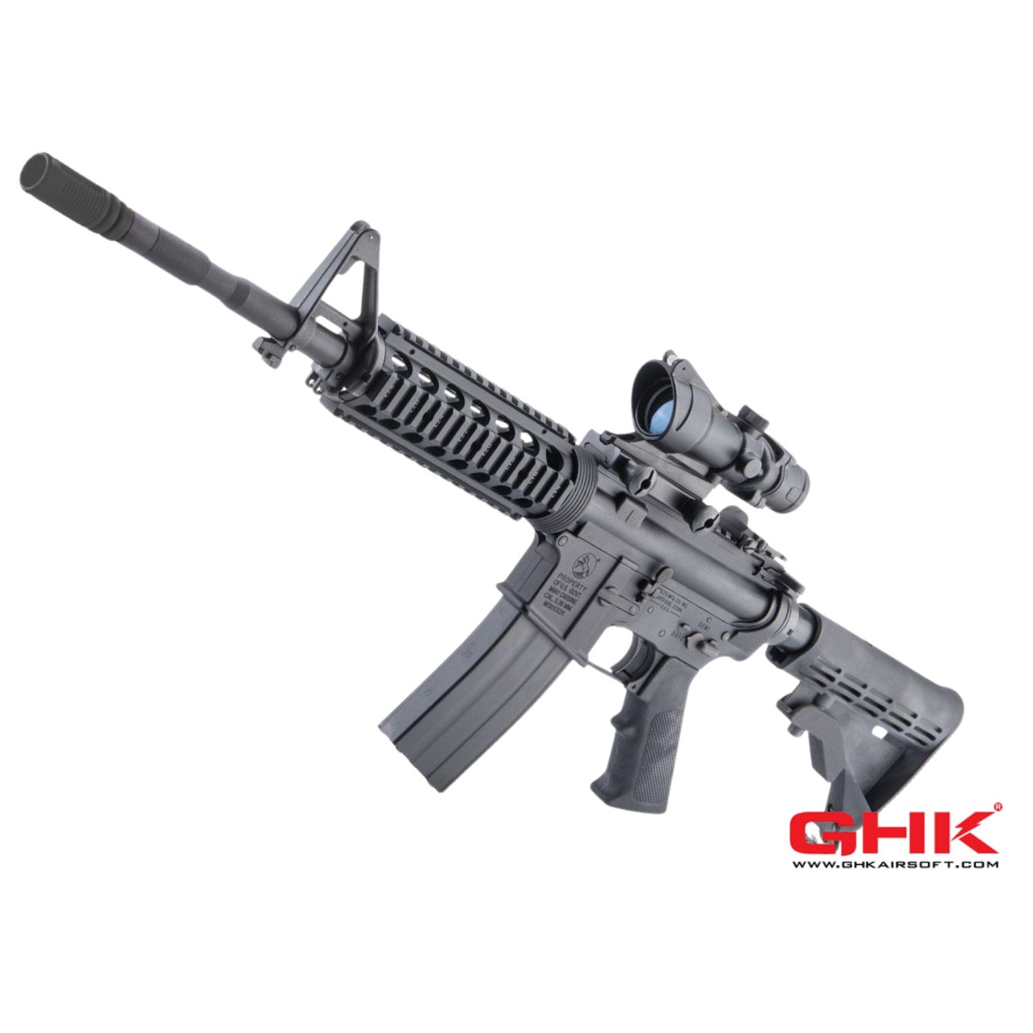 GHK Colt M4A1 RIS 14.5inç CO2 Gas Blowback Airsoft Tüfek - Siyah (CO2 ŞARJÖR VERSİYON)