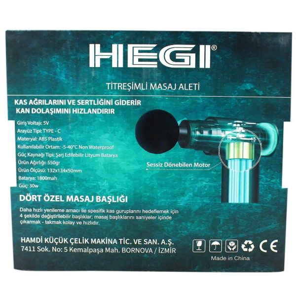 HEGİ Titreşimli Şarjlı Masaj Tabancası - Yeşil