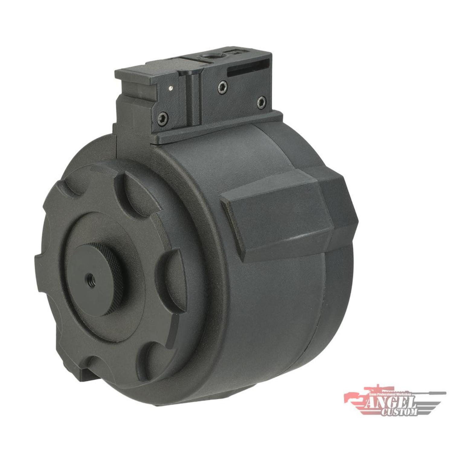 Angel Custom 1500BB Firestorm Airsoft AEG Drum Flashmag (AK Uyumlu / Siyah)