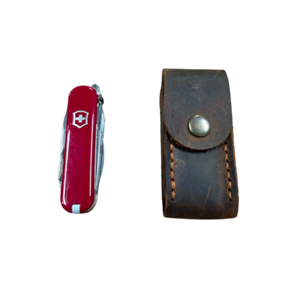 Victorinox Çakılar ile uyumlu El Yapımı Koyu Kahve Deri Kılıf