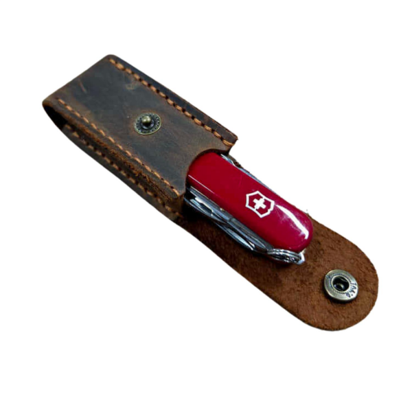Victorinox Çakılar ile uyumlu El Yapımı Koyu Kahve Deri Kılıf