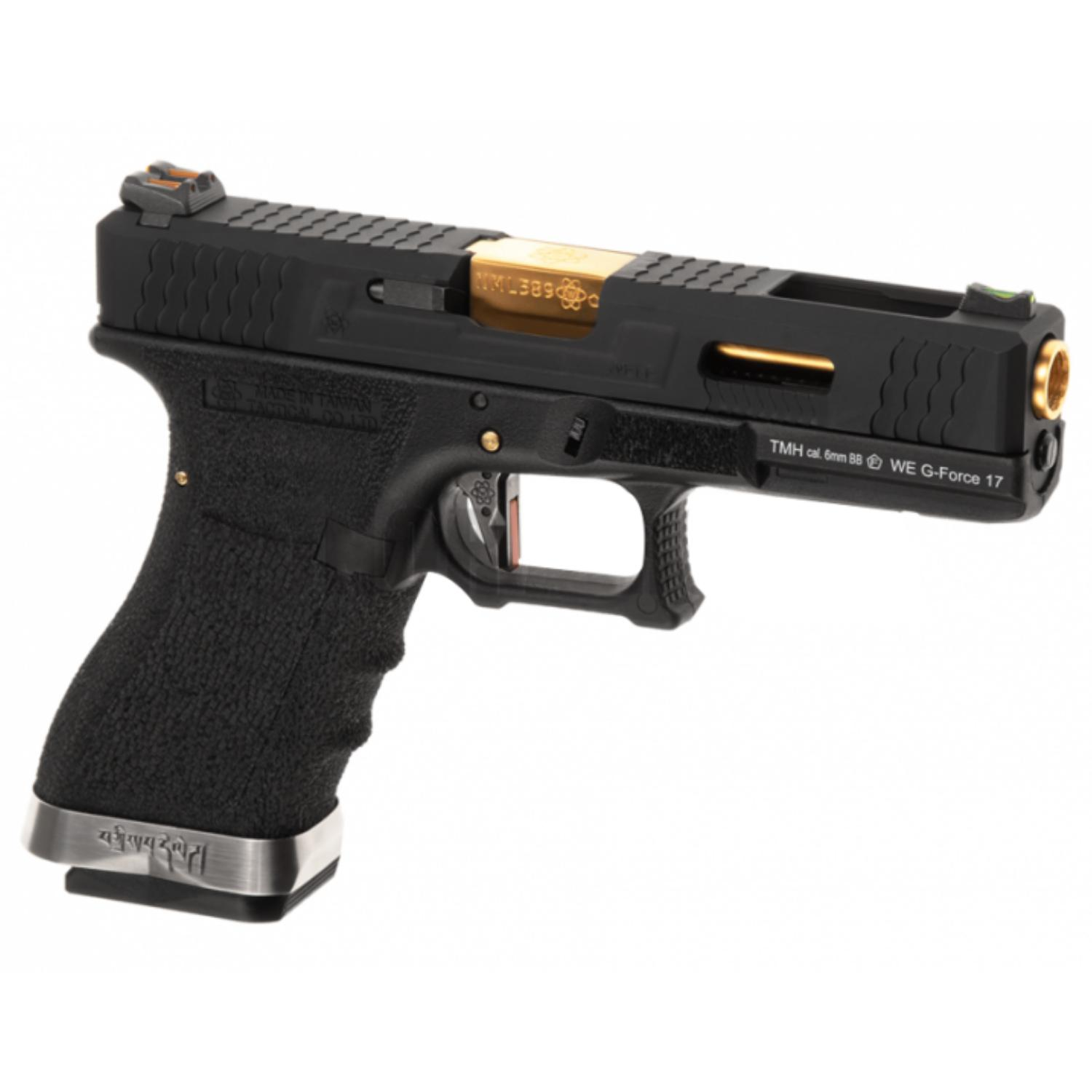 WE GLOCK17 G17 T1 GBB AIRSOFT TABANCA Siyah Gövde / Siyah Sürgü / Gold Namlu (WE-G001WET-1)