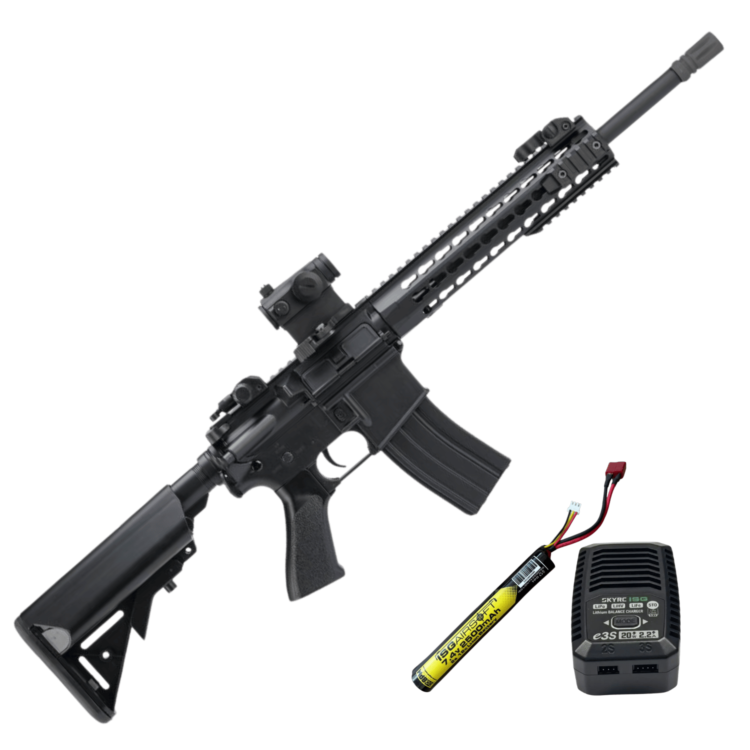 CYMA Sport M4 Carbine 10'' Siyah AEG Airsoft Tüfek – E3S Şarj Cihazı ve 7.4V 2500mAh Pil Dahil Set