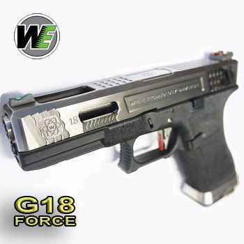 WE GLOCK G18 FORCE GBB Black (Silver Slide + Silver Barrel)