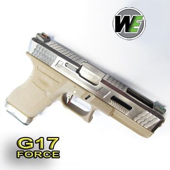 WE GLOCK G17 FORCE GBB TAN T8 (Silver Slide + Silver Barrel)
