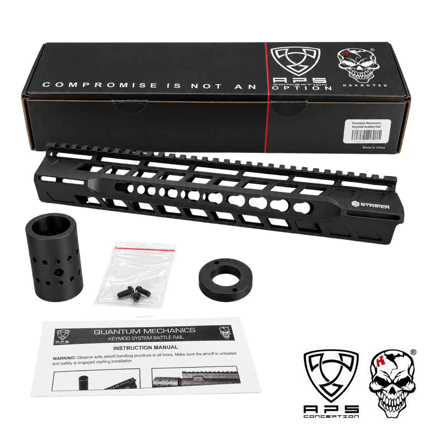 APS Quantum Mechanics Striker 12.5'' Taktik Ultra Light Alüminyum El Kundağı Seti – Siyah (EE073)