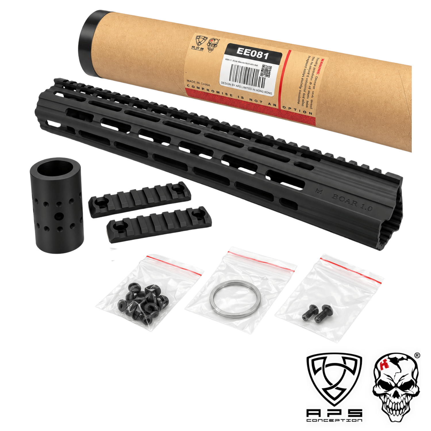 APS Boar 1.0 M-LOK 13'' 33cm El Kundağı – M4 / M16 AEG Siyah (APS-EE081)