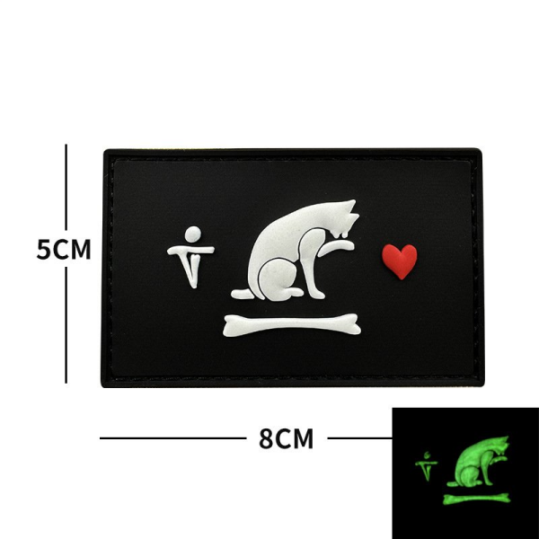 DA 3D PVC Patch BLACK BEARD CAT FOSFORLU Beyaz DA-NAS-353